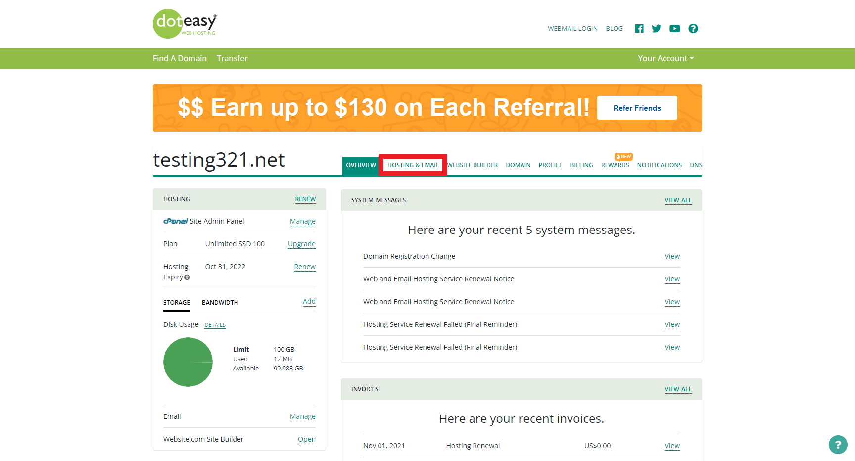 Doteasy member login hosting & email