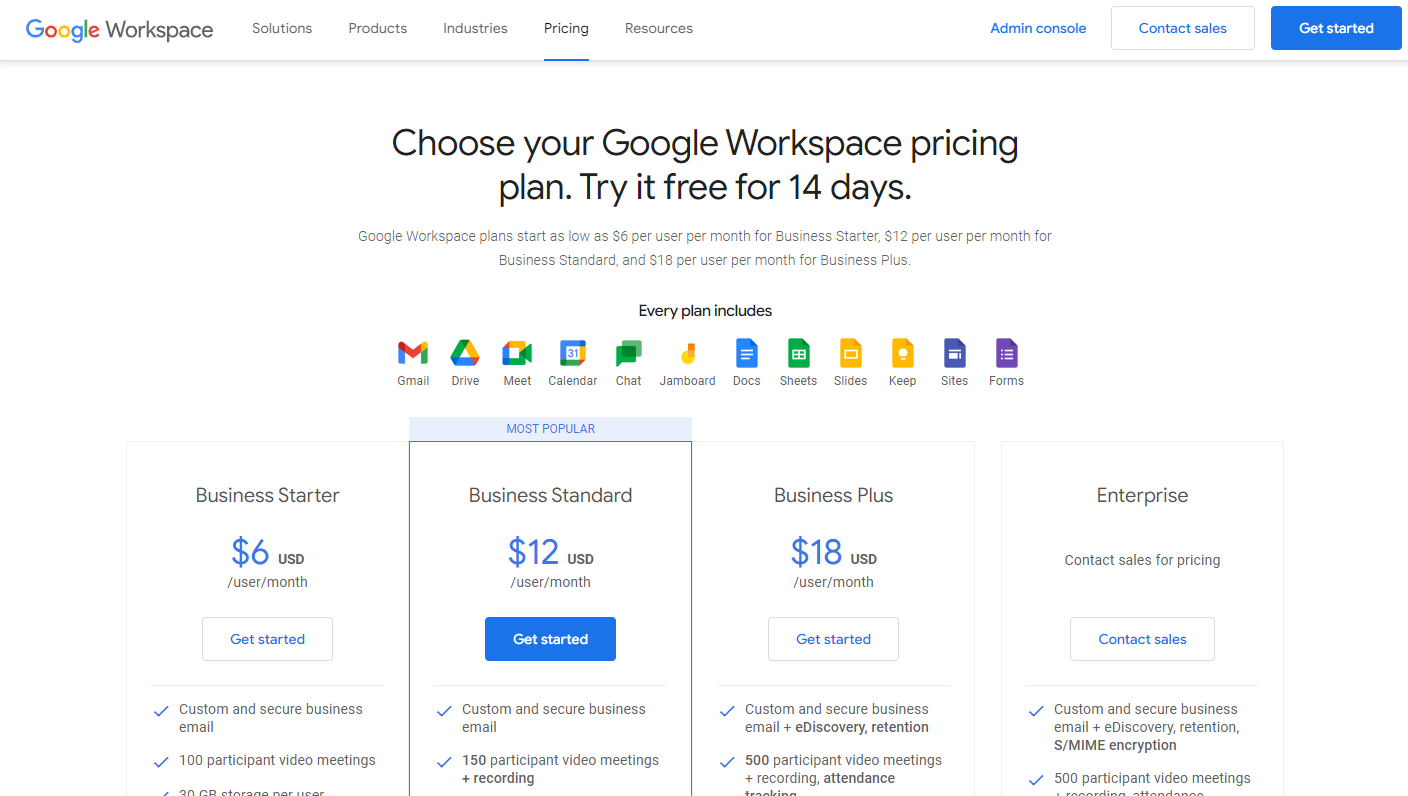 doteasy google workspace plan selection