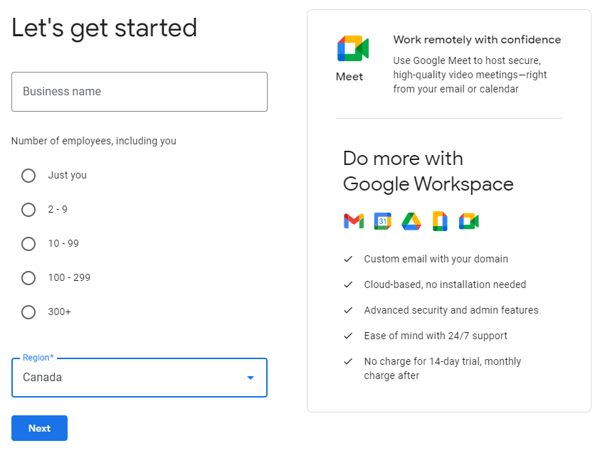 doteasy google workspace account information